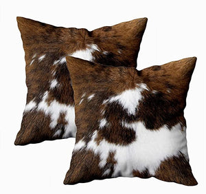 Set of 2 Cowhide Accent Throw Pillow Covers | 18x18