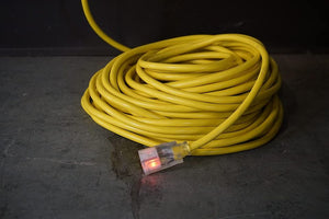 100 Feet Outdoor Cord-12/3 SJTW Heavy Duty 3 Prong Extension Cord-for Commercial Use (Yellow)