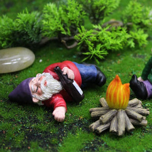 4Pcs Gnomes Wild Drunk Garden Dwarfs Statue Gifts Decor