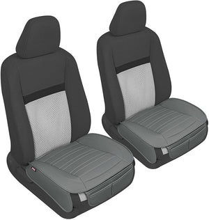 Gray Faux Leather Seat Covers for Front Seats, 2-Pack – Padded Car Seat Cushions with Storage