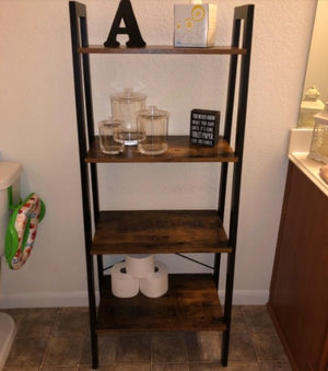 4-Shelves Rustic Ladder Shelf Storage Rack Plant Flower Stand