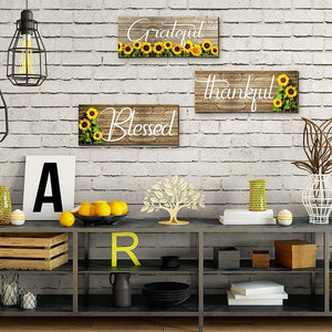 🔥Clearance🔥3 Pieces Sunflower Wall Sign for Bathroom Kitchen, 10 x 4 x 0.2 In Decor.