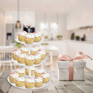 3-TIER Cupcake Pastry Stand Embossed Display Tower, Pastry Serving Tray for ALL Occasions