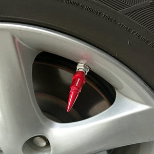 Polished Aluminum Tire Valve Stem Caps Long Impale Spike Style Red 4X