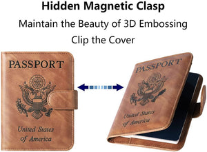 Passport and Vaccine Card Holder Combo Passport Holder Cover Wallet Case Leather Travel Wallet Rfid Blocking