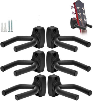 6 Pcs Guitar Hangers Keep Hook Holder Wall Mount for All Size Guitars, Bass, Mandolin, Banjo