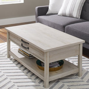 Cute Farmhouse LiftTop Coffee Table With Hidden Storage And Bottom Shelf, Large Bottom Shelf, NEW