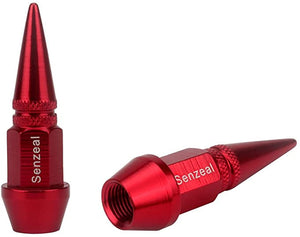 Polished Aluminum Tire Valve Stem Caps Long Impale Spike Style Red 4X