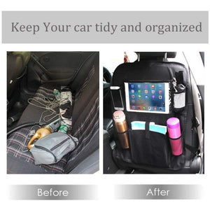 2-Pack Car Seat Back Organizers Storage Kick Mat Seat Protector + 5 Storage Pockets