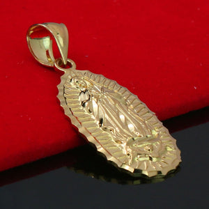 R50 Guadalupe Width 14k Gold PT Charm Pendant 5mm 24" Figaro Necklace Choker Chain