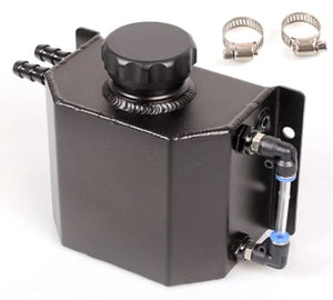 Universal 1L Radiator Coolant Overflow Tank Expansion Catch Tank Can Aluminum JDM Container, Black