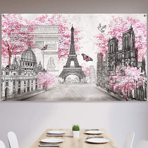 Paris Tapestry Backdrop Wall Art Background European City Hanging Decor 72.8" x 43.3"