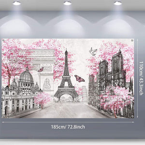 Paris Tapestry Backdrop Wall Art Background European City Hanging Decor 72.8" x 43.3"