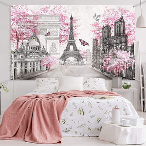 Paris Tapestry Backdrop Wall Art Background European City Hanging Decor 72.8" x 43.3"