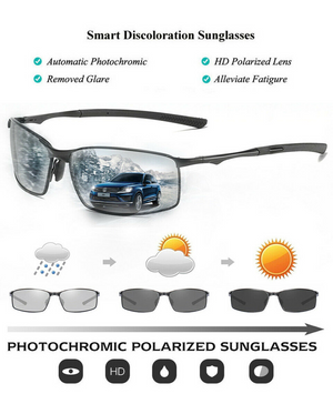 Aluminium HD Polarized Photochromic Sunglasses Men Driving Chameleon Sun Glasses