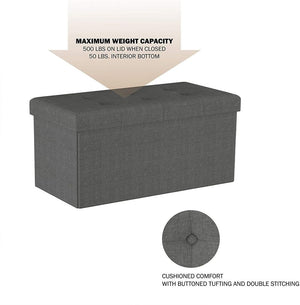 Storage Bench Ottoman Large Folding Tufted Foot Rest Organizer for Home,Gray