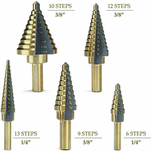 5 Pcs Cobalt Coated Step Drill Bit Kit Multiple Hole 50 Sizes Step Drill Bit Set with Aluminum Case