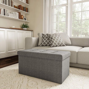 Storage Bench Ottoman Large Folding Tufted Foot Rest Organizer for Home,Gray