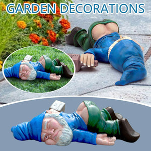 Drunk Dwarf Garden Gnome Decoration Drunken Ornament Decor Yard Patio Lawn