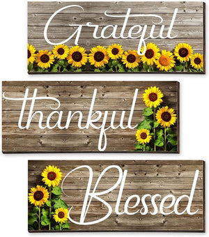 🔥Clearance🔥3 Pieces Sunflower Wall Sign for Bathroom Kitchen, 10 x 4 x 0.2 In Decor.