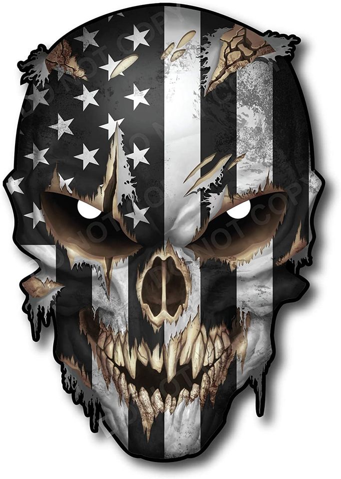 🔥Sale🔥Skull with Reflective Eyes American Flag Vinyl Decal Stickers Car Truck Sniper Marines Army
