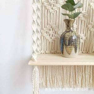 Handmade Macrame Wall Hanging Shelf, Boho Indoor Rope Plant Pot Basket Hanger Holder, Rope Plant Hanger