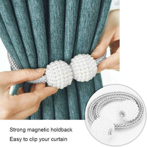 💯NEW❗ 4 Pack Pearl Magnetic Curtain Tiebacks Convenient Drape Tie Backs Weave Holder 16"