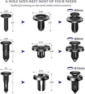 200 Pcs Push Bumper Fastener Rivet Clips, Universal Fender Plastic Retainer Clips