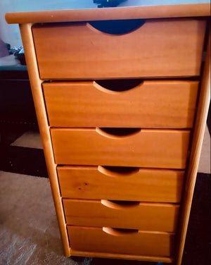 Wood Rolling Craft Storage Cabinet 6 Drawers Lightweight Home Office Cart Organizer