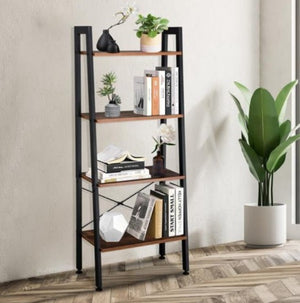 4-Shelves Rustic Ladder Shelf Storage Rack Plant Flower Stand