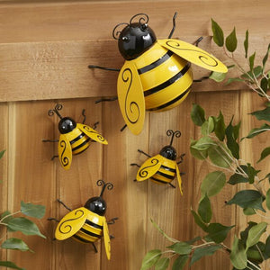 Decorative Metal Bumble Bee Garden Accents - Lawn Ornaments - Set of 4 NEW