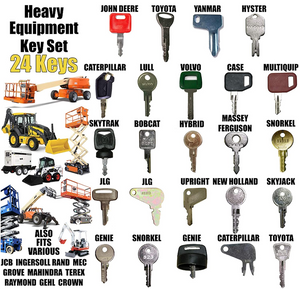 Heavy Equipment Key Set 24 Keys ON Ring FITS: Bobcat CASE Caterpillar Clark Fiat