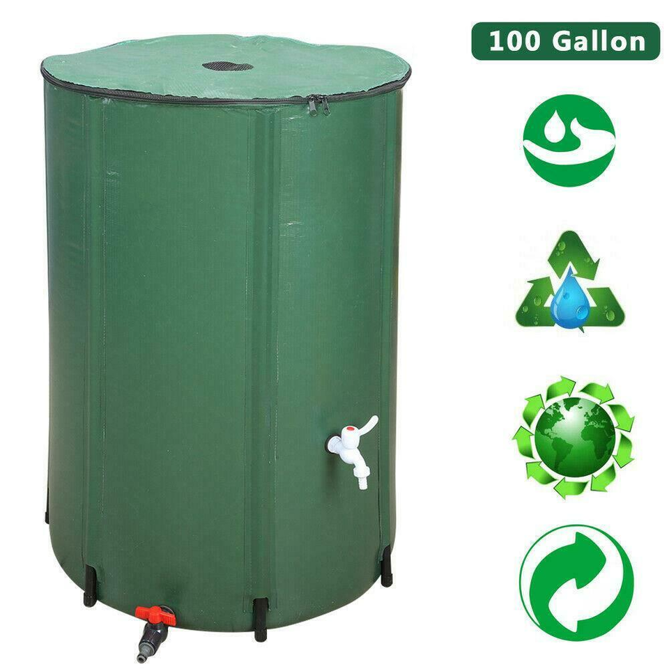 100 Gallon Rain Barrel Folding Portable Water Collection Outdoor Collector Patio