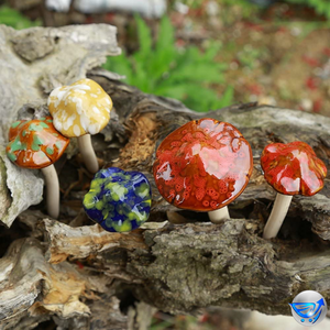 4pcs (Random Color) Ceramic Mushroom for Garden 4.52" in Height