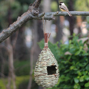 Hummingbird Birdhouse for Outside Hanging, Grass Hand Woven Bird Nest, Natural Bird Hut (3 Pack)
