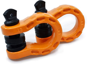 2 Pack Tow Shackle Orange 68,000 lbs Capacity, Stronger Than 3/4" D Rings – Tow Shackle, 7/8" Pin & Washers Connect Tow Strap or Winch Rope