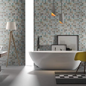 Mosaic Greens Self-Adhesive Thick Removable Peel and Stick Wallpaper Bathroom Kitchen Countertop