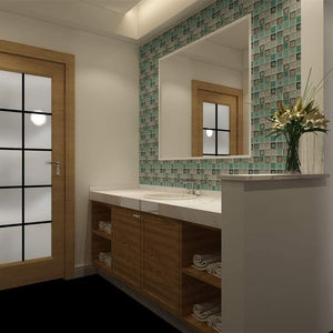 Mosaic Greens Self-Adhesive Thick Removable Peel and Stick Wallpaper Bathroom Kitchen Countertop