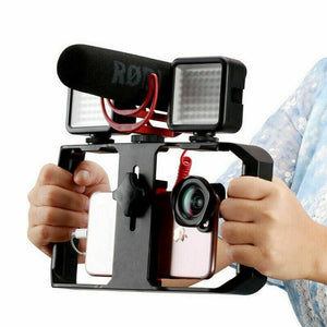 Cell Phone Stabilizer Rig Video Camera Cage Film Steady For iPhone Smartphone Red