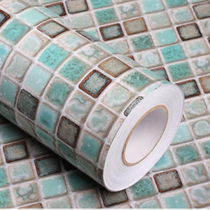 Mosaic Greens Self-Adhesive Thick Removable Peel and Stick Wallpaper Bathroom Kitchen Countertop