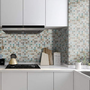 Mosaic Greens Self-Adhesive Thick Removable Peel and Stick Wallpaper Bathroom Kitchen Countertop