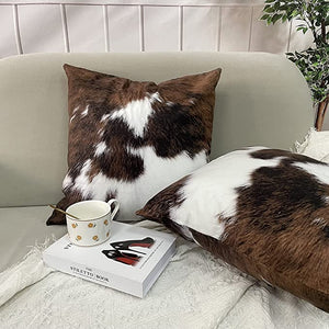 Set of 2 Cowhide Accent Throw Pillow Covers | 18x18
