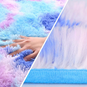 Fluffy Rainbow Area Rug for Girls Bedroom, Anti-Skid Shag Fur Colorful Rugs ⚡Fast Shipping⚡