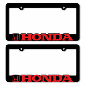 Set of Black Red Honda License Plate Frames Black Plastic Raised