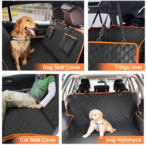 🌟BIG SALE🌟Dog Car Seat Cover for Back Seat, Waterproof Seat Protector Scratchproof Pet Hammock with 4 Bags Side Flaps,