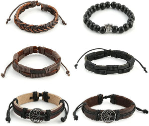 Genuine Leather Tree of life Bracelets Wristbands for Men & Women (2 Pcs)