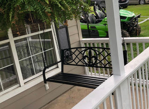 2-Person Metal Outdoor Porch Swing, Hanging Patio Bench w/Weather-Resistant Steel