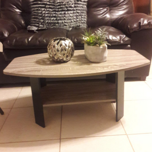 Petite Sized Oval Coffee Table With 2 Tiers And Storage Shelf, Living Room, Family Room, 35.5”L