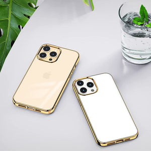 Clear Mobile Case with Golden Bezel for iPhone 13 Pro Max