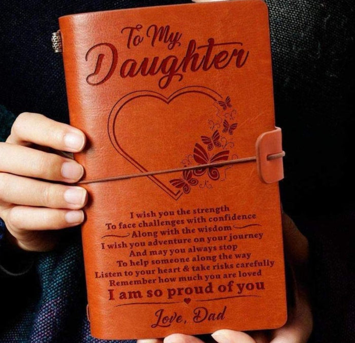 To My Daughter Leather Journal from Mom, Leather Notebook Journals Daughter
